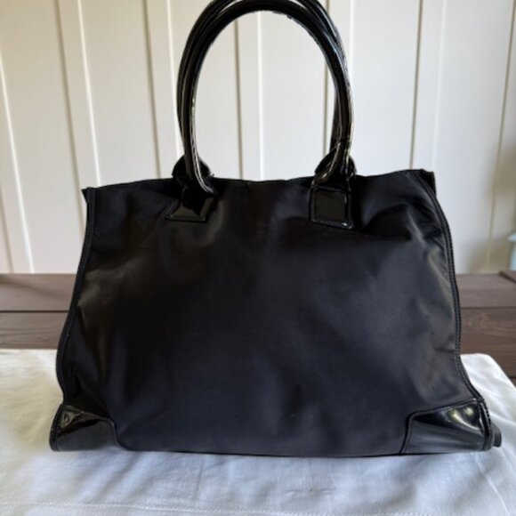 Tory Burch Black Patent Leather & Nylon Ella Tote (Large) - Picture 3 of 11